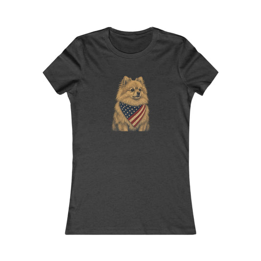 Patriotic Pomeranian American Flag Bandana Women's Slim Fit Tee