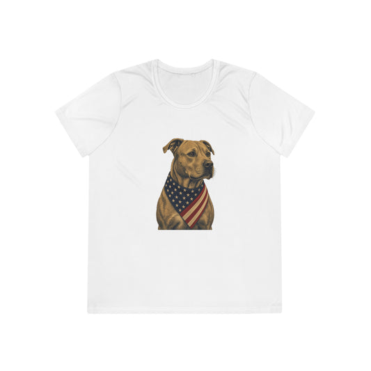 Patriotic Pit Bull American Flag Bandana Women's Dry-Fit Performance Tee