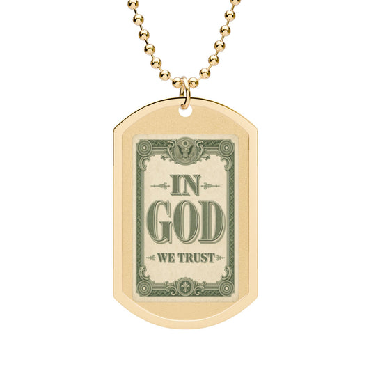 In God We Trust Card Dog Tag Necklace