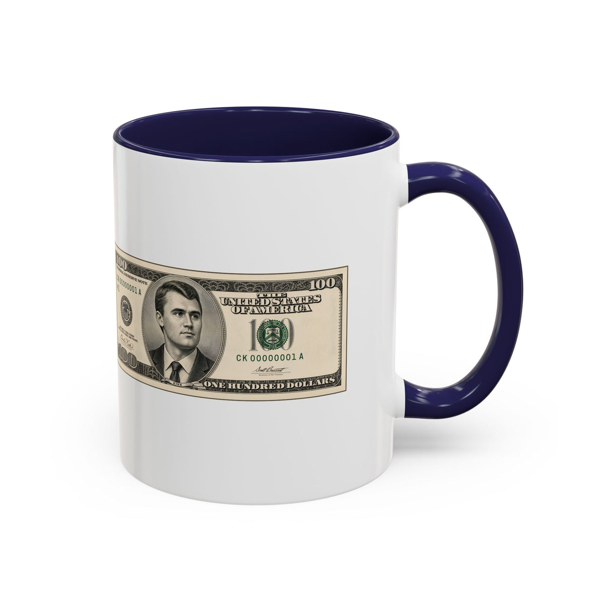 Charlie Kirk $100 Bill Accent Mug