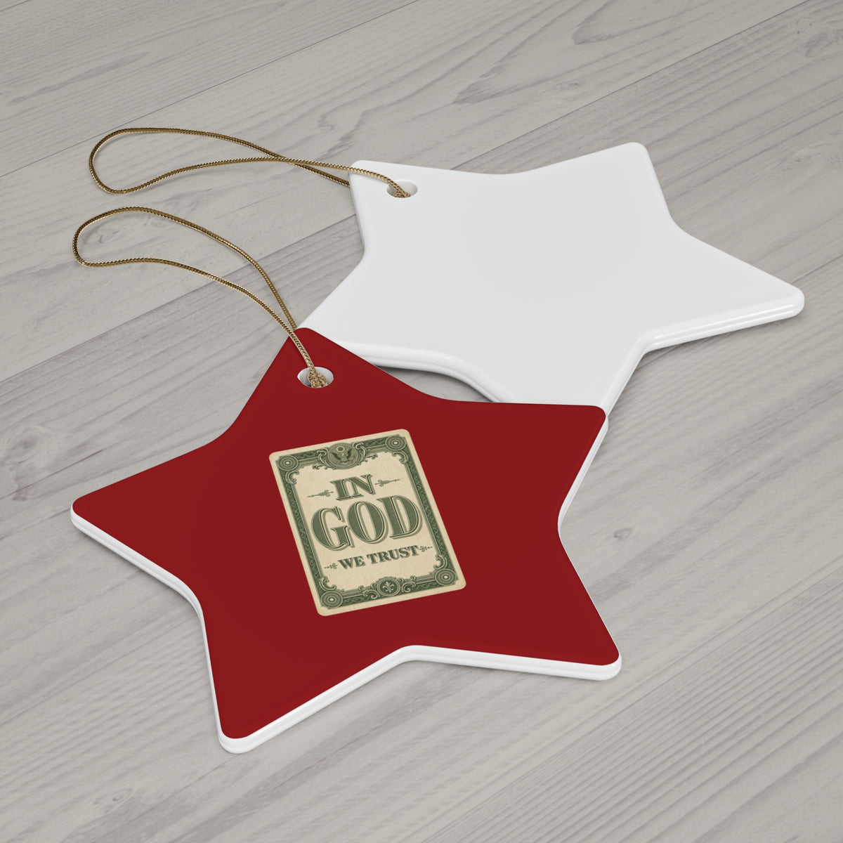 In God We Trust Card Ceramic Christmas Ornament