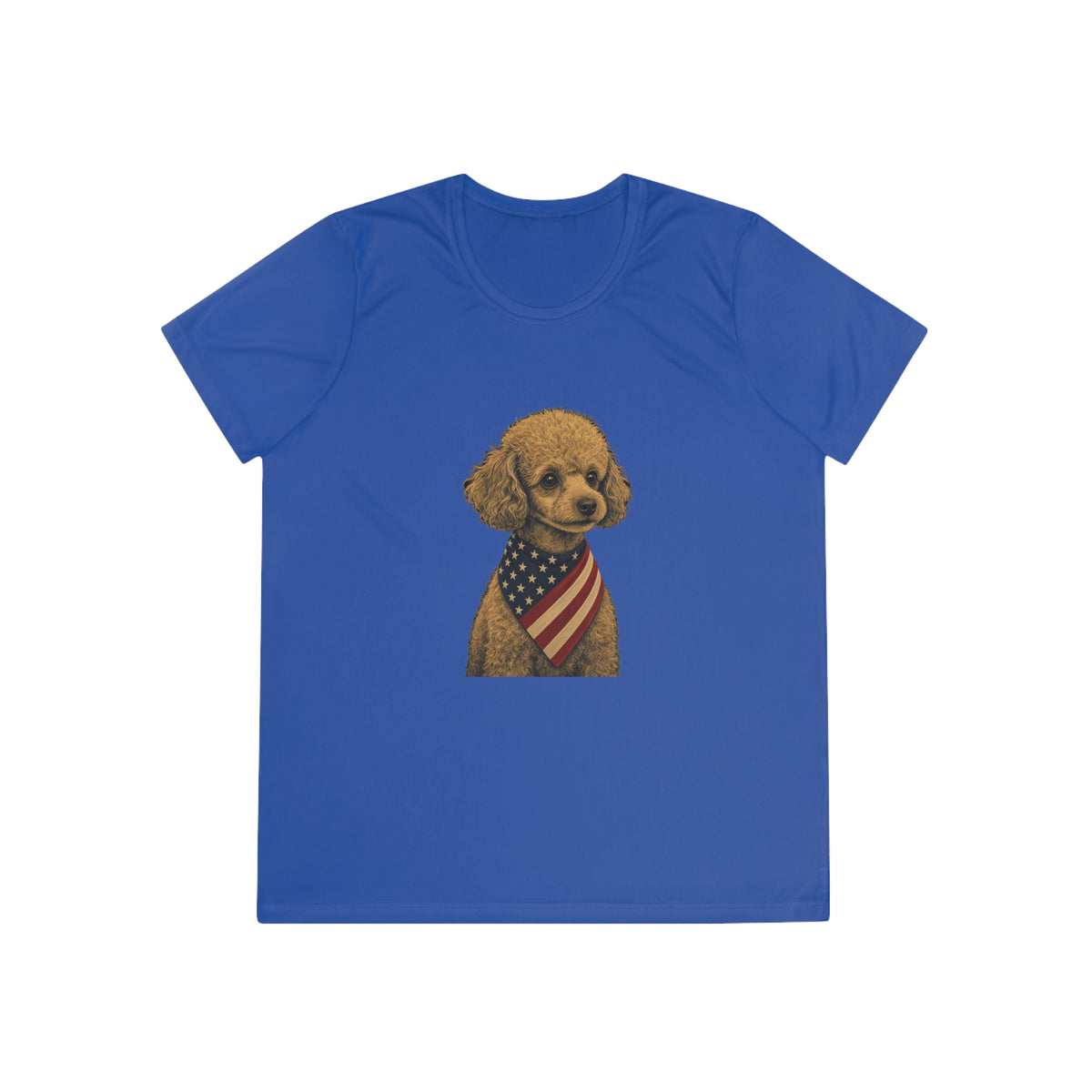 Patriotic Toy Poodle American Flag Bandana Women's Dry-Fit Performance Tee