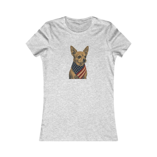 Patriotic Chihuahua American Flag Bandana Women's Slim Fit Tee