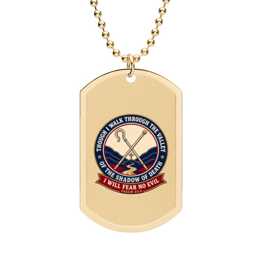 Fear No Evil Psalm 23:4 Dog Tag Necklace