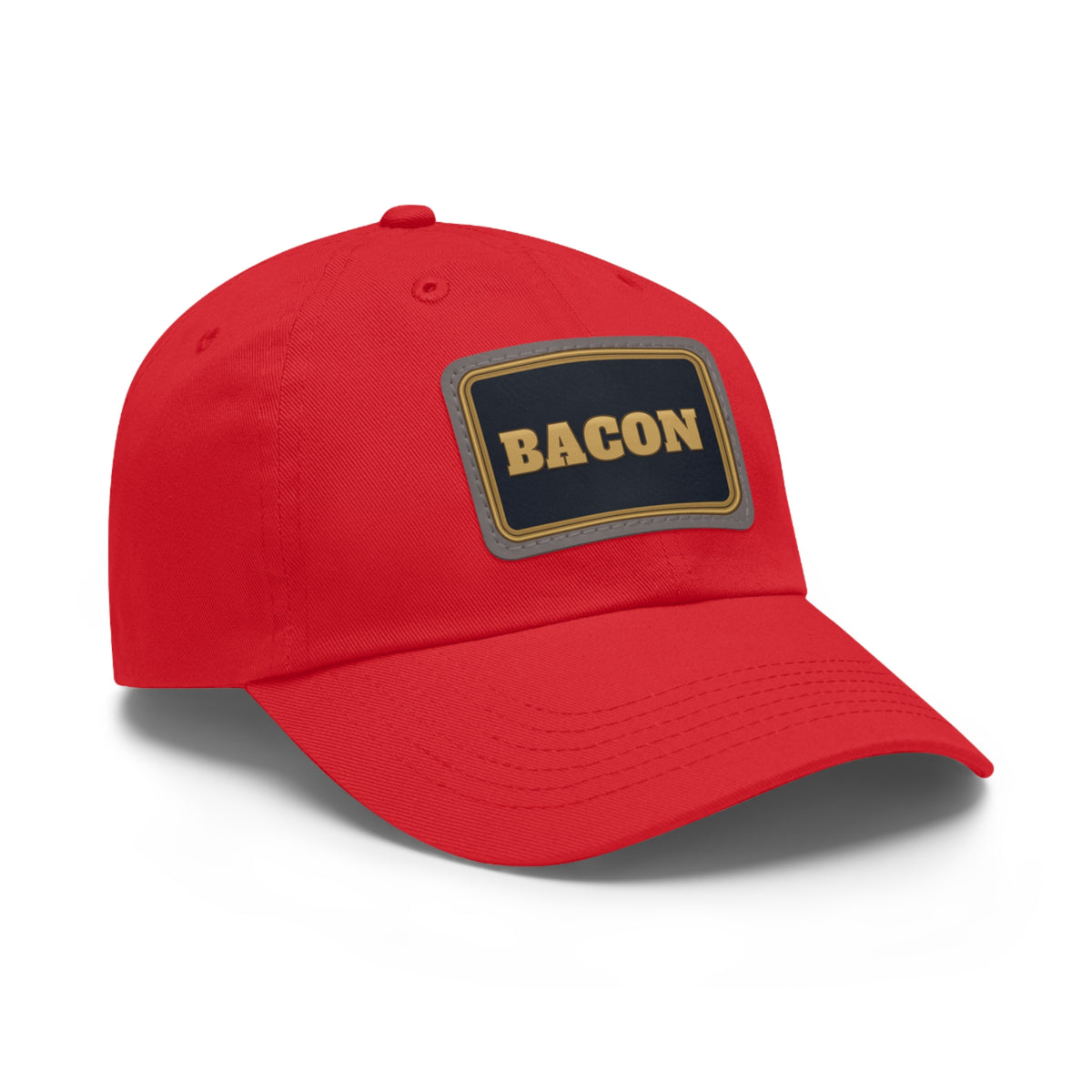 BACON Gold Block Faux Leather Patch Dad Hat