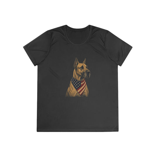 Patriotic Great Dane American Flag Bandana Women's Dry-Fit Performance Tee