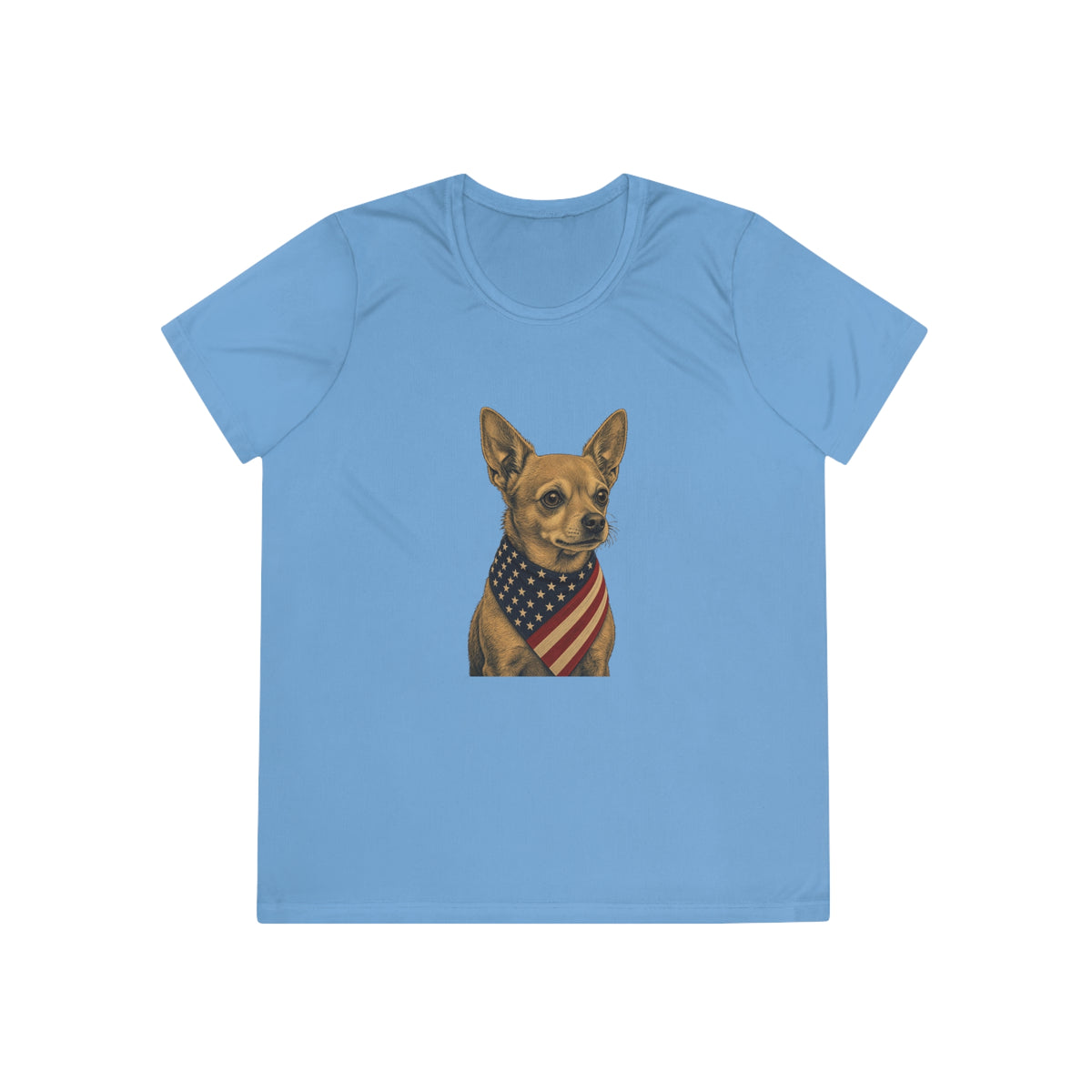 Patriotic Chihuahua American Flag Bandana Women's Dry-Fit Performance Tee
