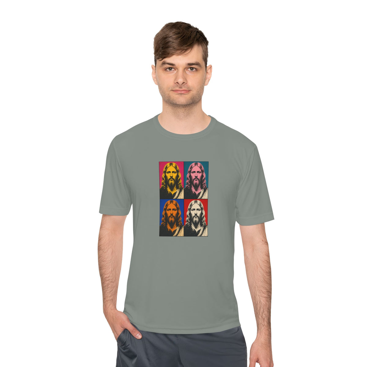 Jesus Pop Art Grid Men's Dry-Fit Performance Tee
