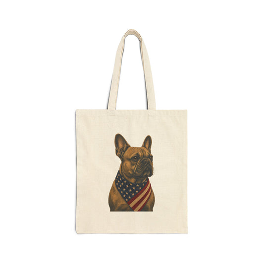 French Bulldog Patriotic Pup Canvas Tote Bag