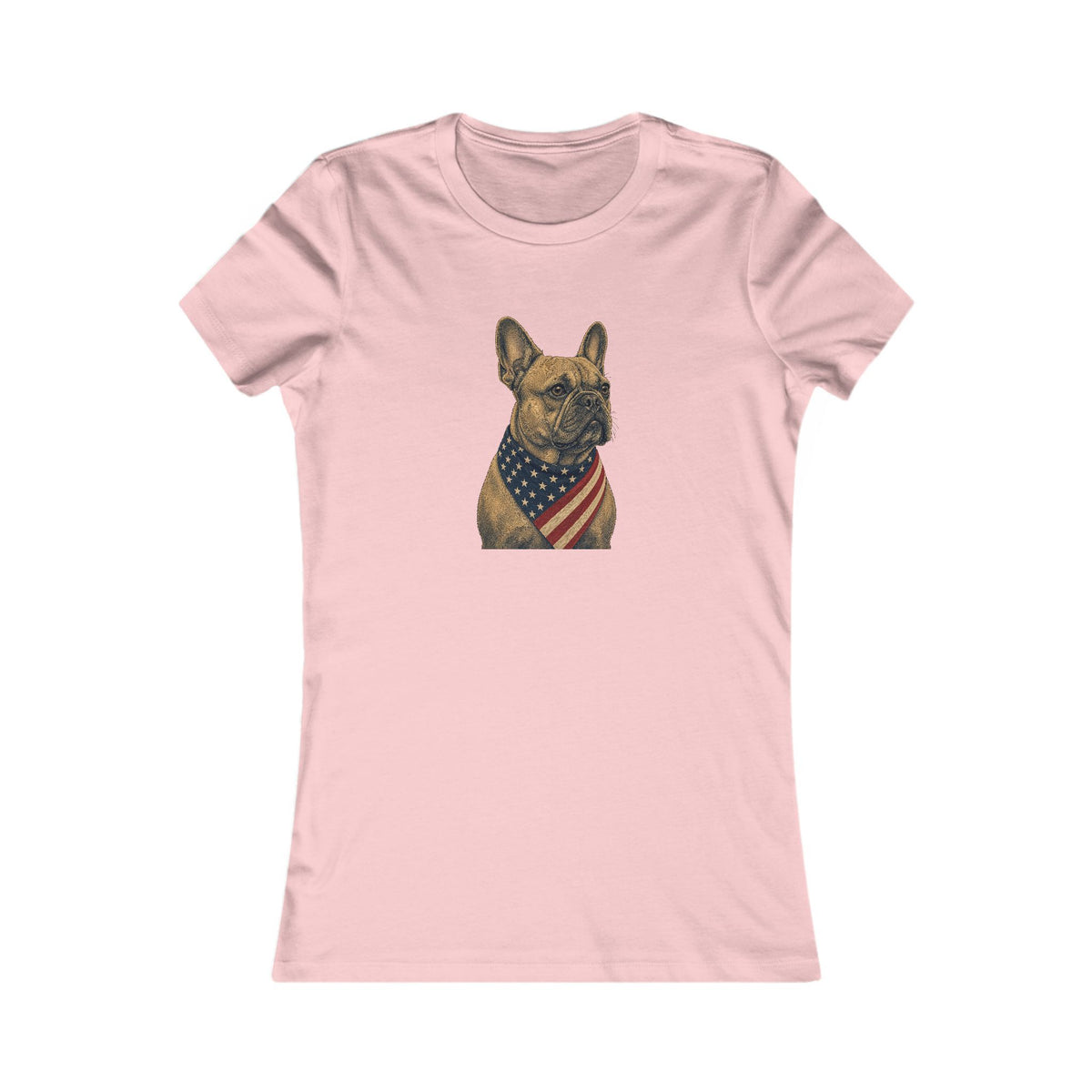 Patriotic French Bulldog American Flag Bandana Women's Slim Fit Tee