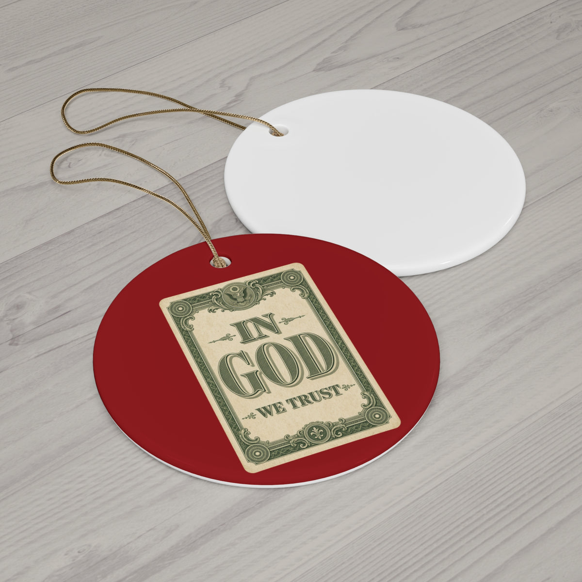 In God We Trust Card Ceramic Christmas Ornament