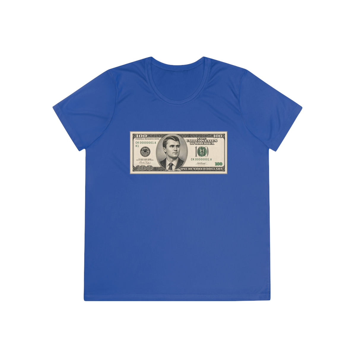 Charlie Kirk $100 Bill Women's Dry-Fit Performance Tee
