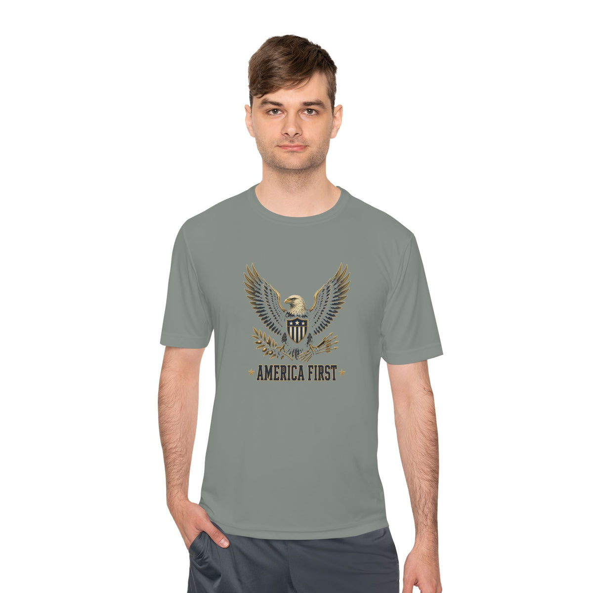 America First Eagle Men's Dry-Fit Performance Tee
