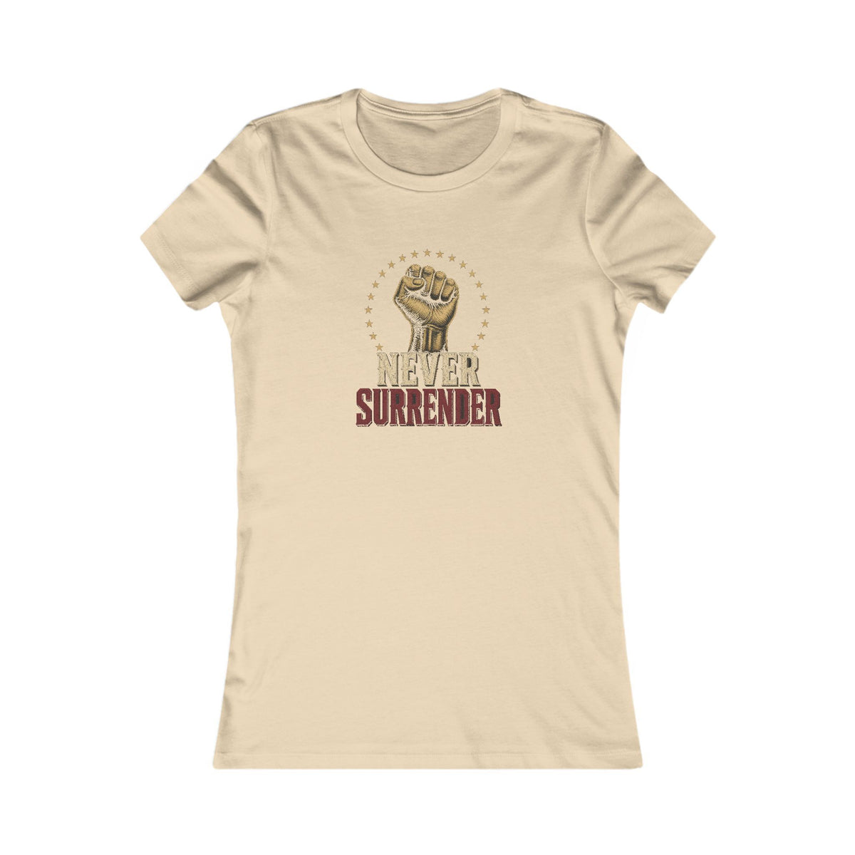 Never Surrender Gold Fist Women's Slim Fit Tee