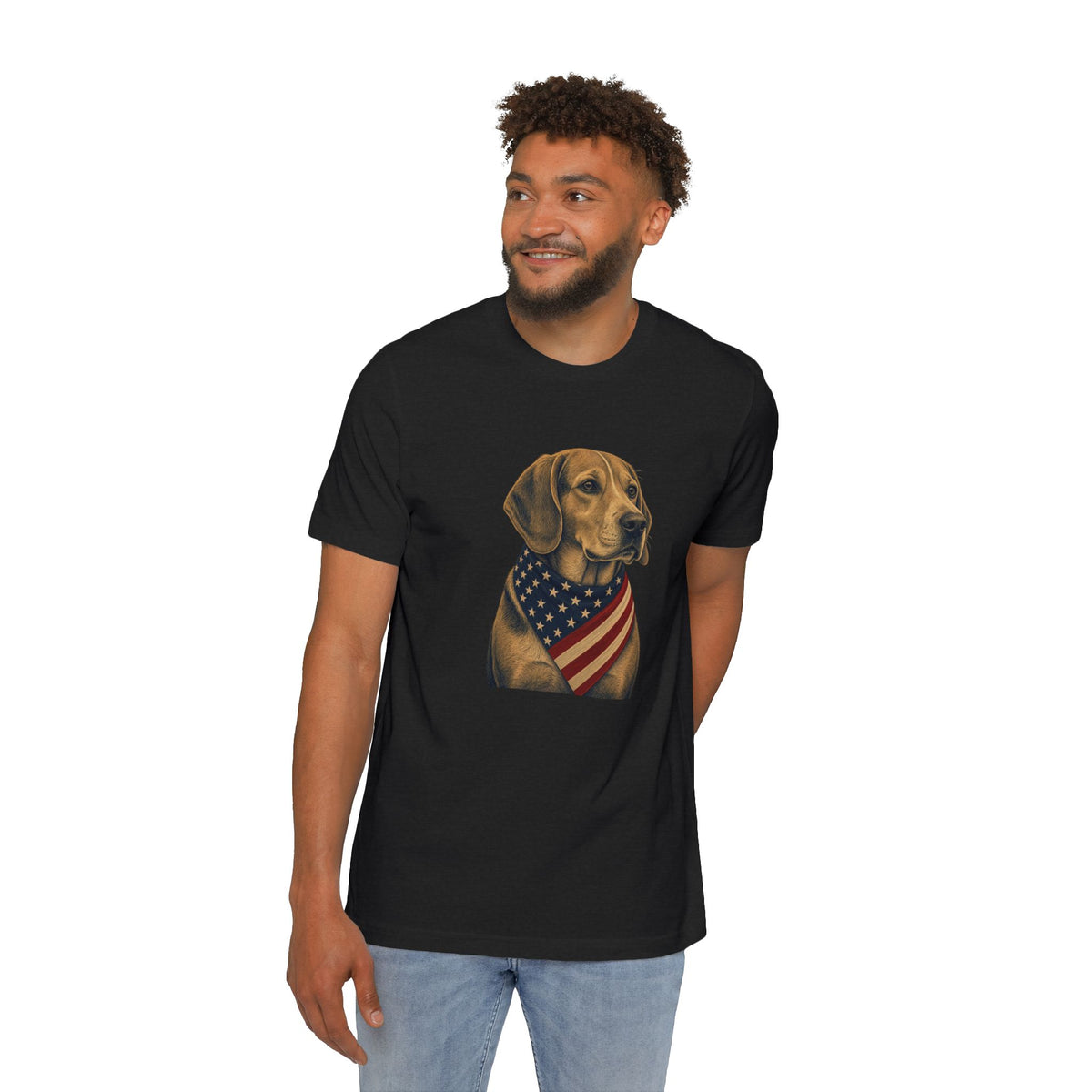 Patriotic Beagle American Flag Bandana Lightweight Tee