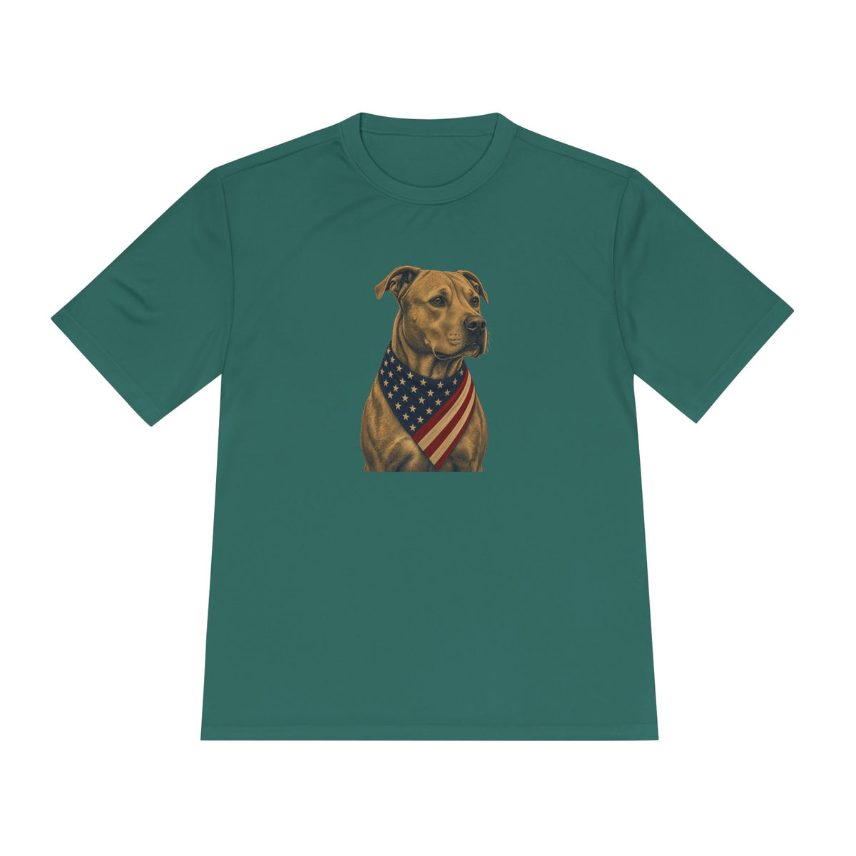 Patriotic Pit Bull American Flag Bandana Men's Dry-Fit Performance Tee