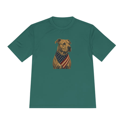 Patriotic Pit Bull American Flag Bandana Men's Dry-Fit Performance Tee