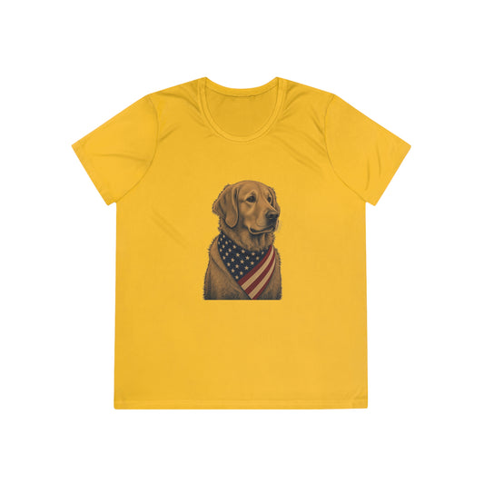 Patriotic Golden Retriever American Flag Bandana Women's Dry-Fit Performance Tee