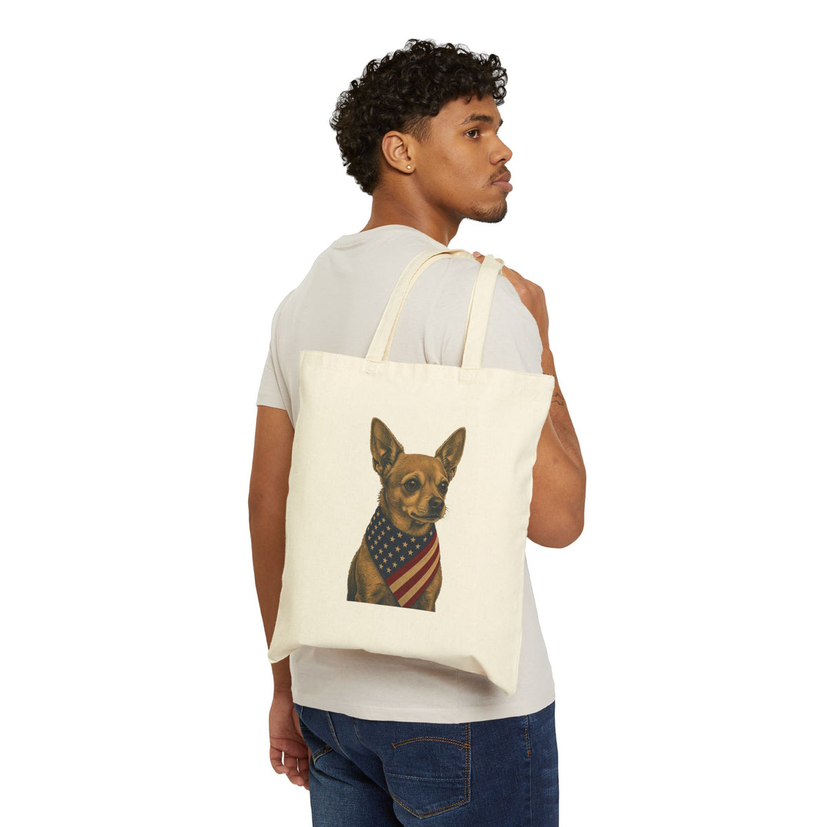 Chihuahua Patriotic Pup Canvas Tote Bag
