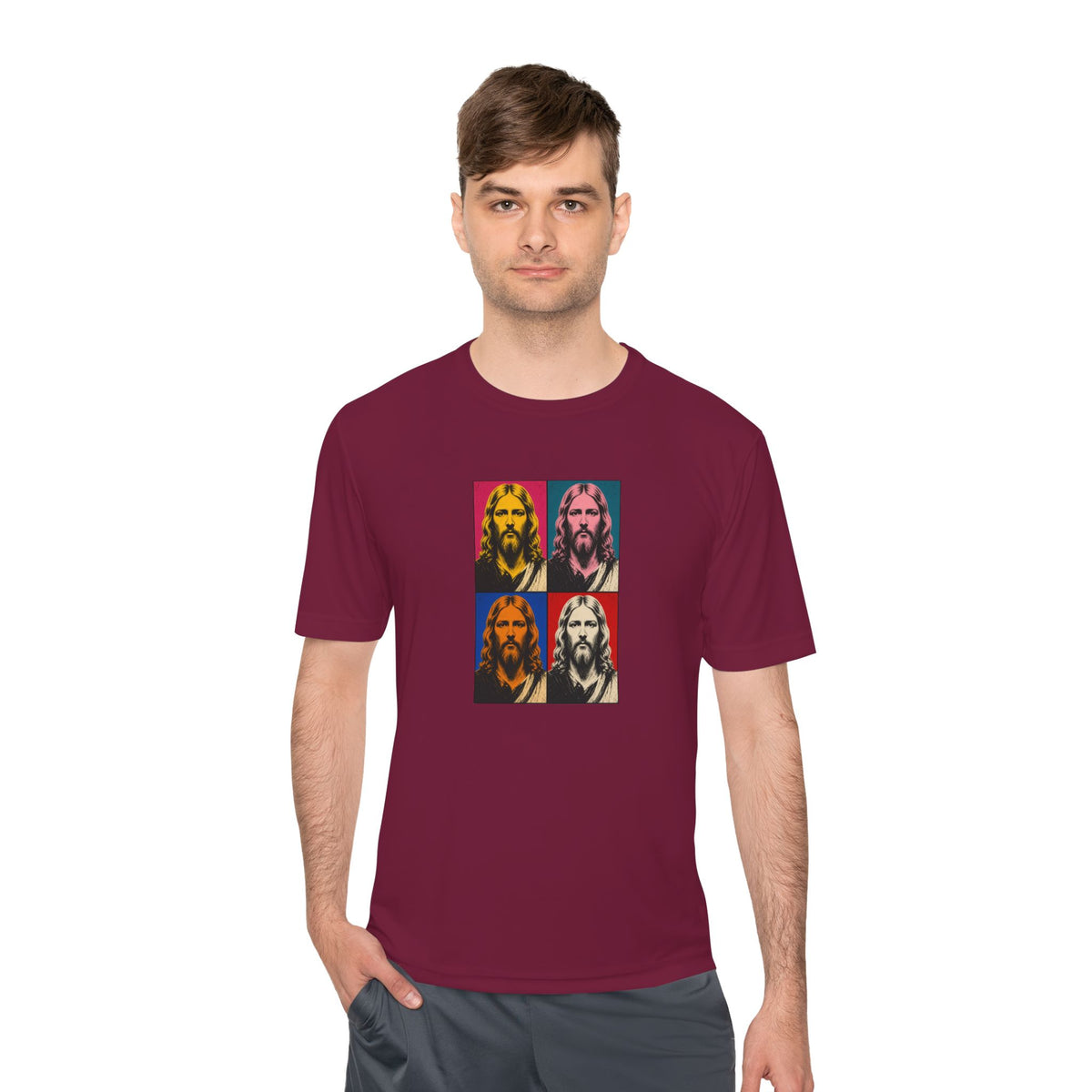 Jesus Pop Art Grid Men's Dry-Fit Performance Tee