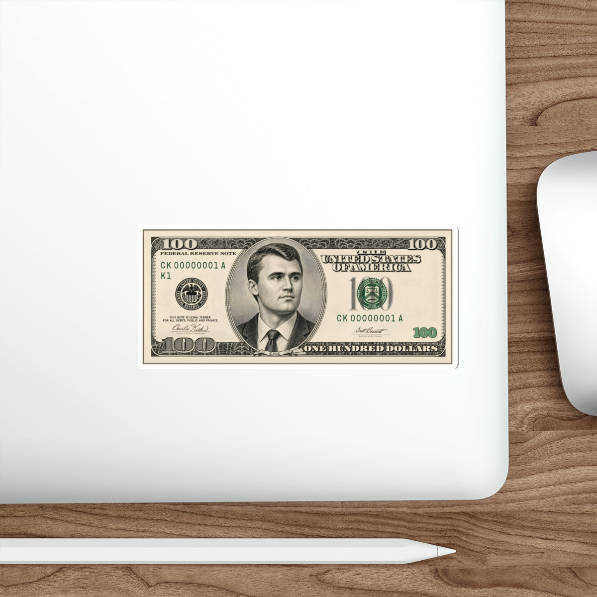 Charlie Kirk $100 Bill Die-Cut Sticker