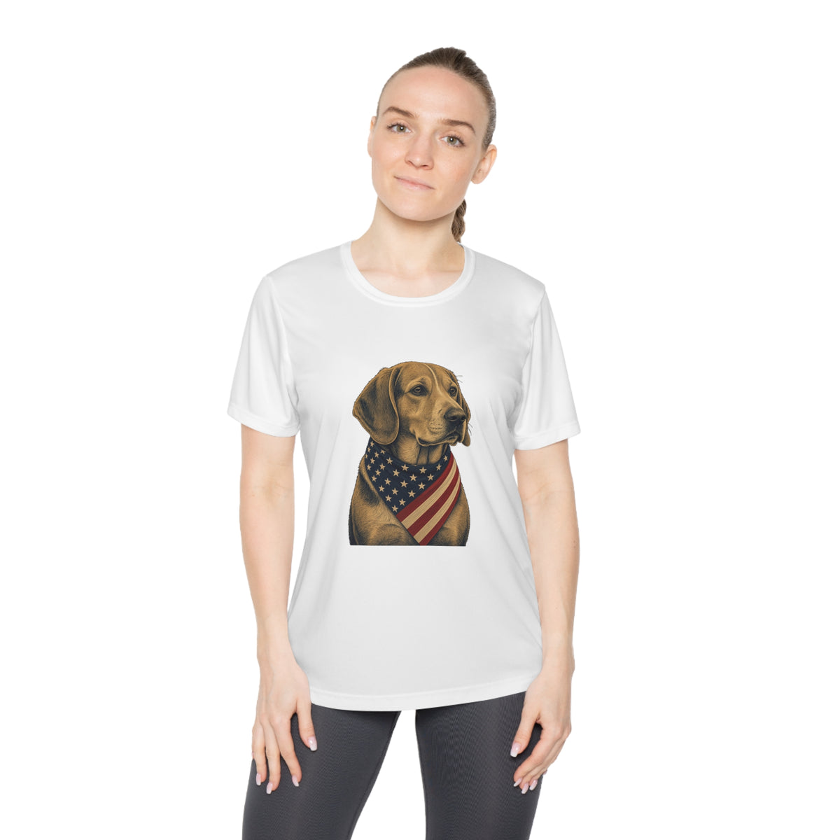 Patriotic Beagle American Flag Bandana Women's Dry-Fit Performance Tee