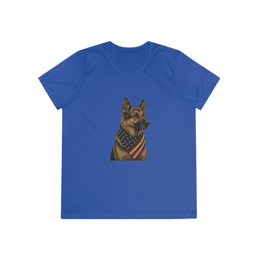 Patriotic German Shepherd American Flag Bandana Women's Dry-Fit Performance Tee