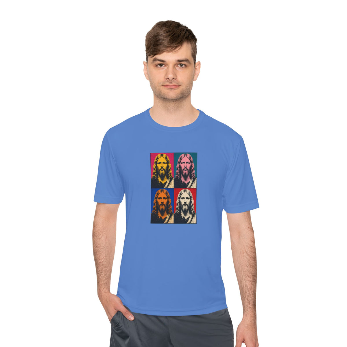 Jesus Pop Art Grid Men's Dry-Fit Performance Tee