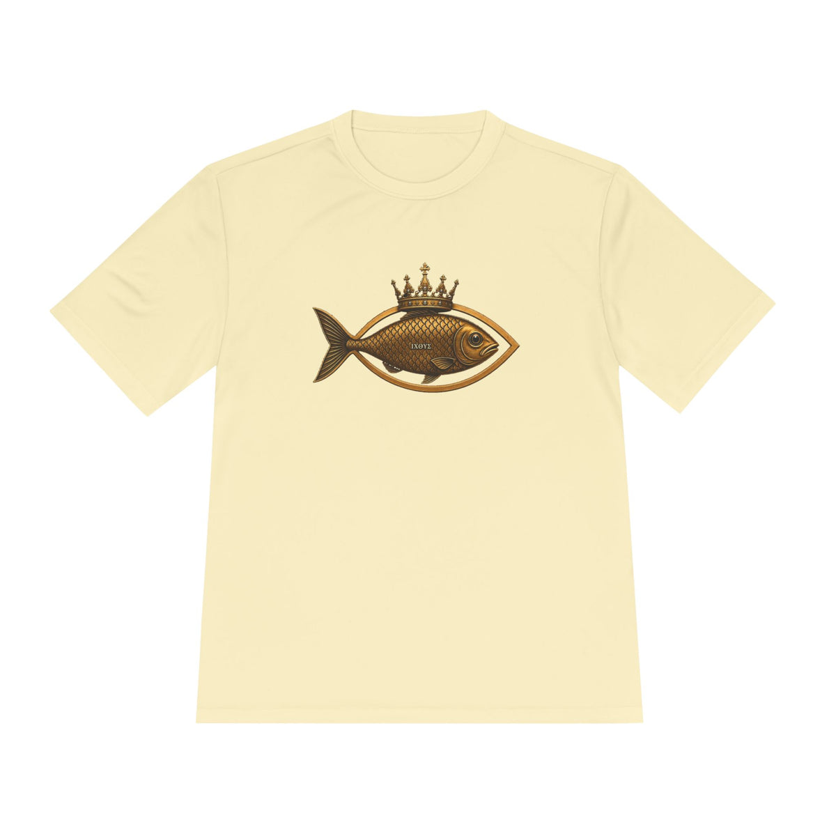 Crowned Ichthys Jesus Fish Men's Dry-Fit Performance Tee