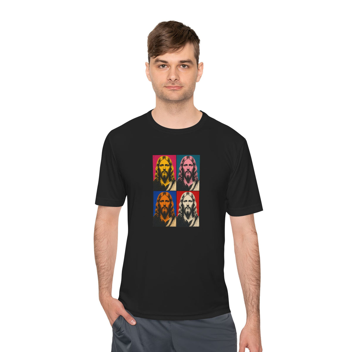 Jesus Pop Art Grid Men's Dry-Fit Performance Tee
