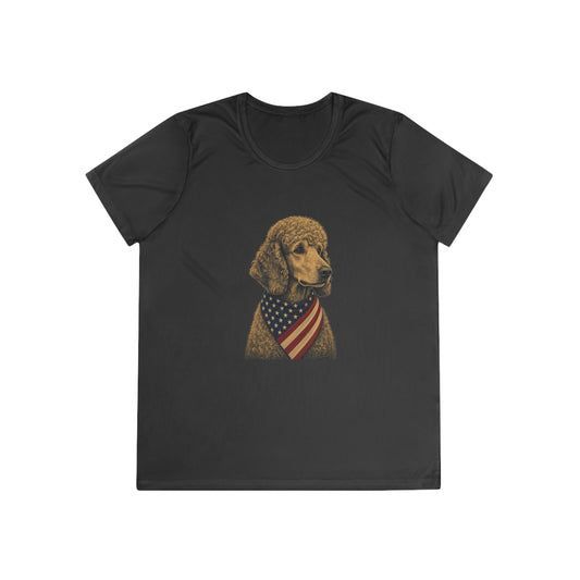 Patriotic Poodle American Flag Bandana Women's Dry-Fit Performance Tee