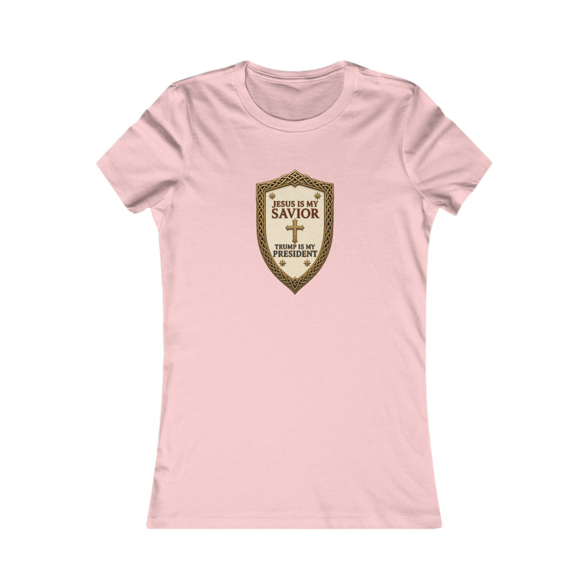 Jesus Is My Savior, Trump Is My President Shield Women's Slim Fit Tee