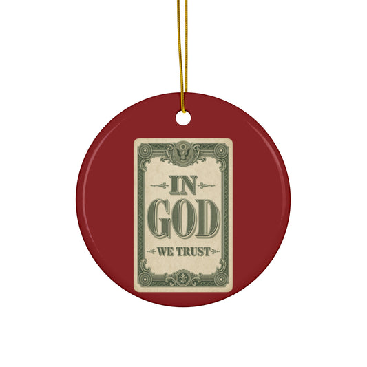 In God We Trust Card Ceramic Christmas Ornament