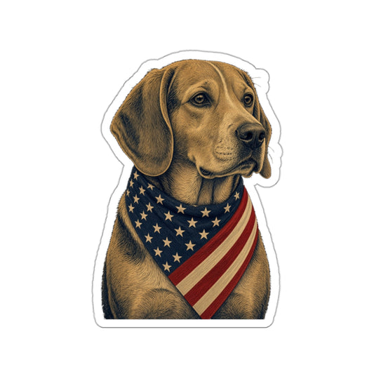Patriotic Beagle American Flag Bandana Die-Cut Sticker