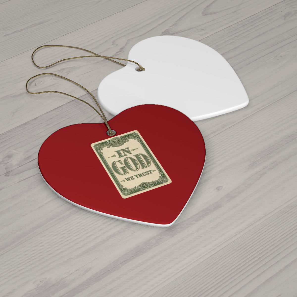 In God We Trust Card Ceramic Christmas Ornament