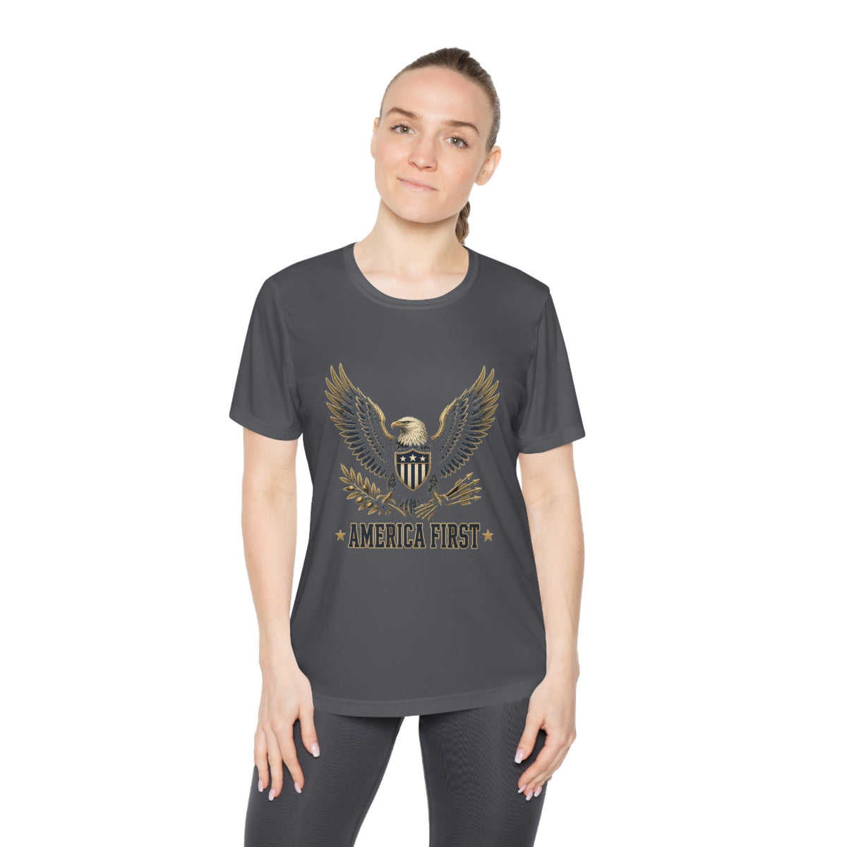 America First Eagle Women's Dry-Fit Performance Tee