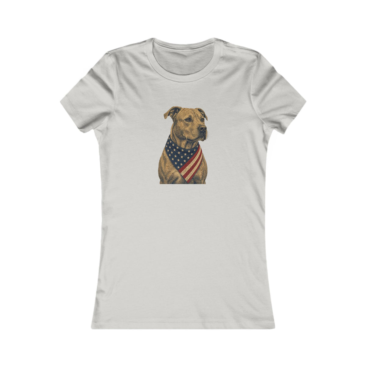 Patriotic Pit Bull American Flag Bandana Women's Slim Fit Tee