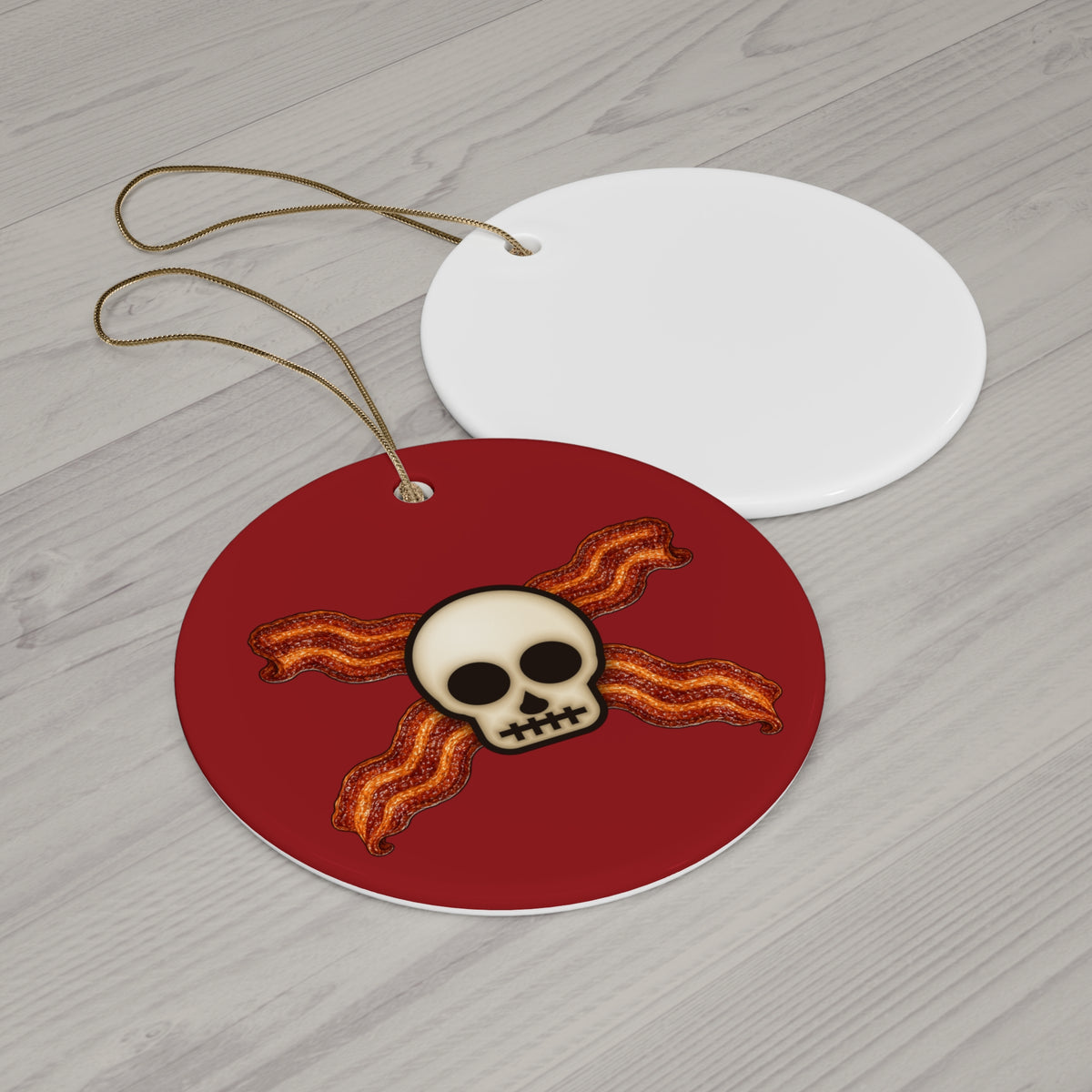 Bacon Jolly Roger Ceramic Christmas Ornament