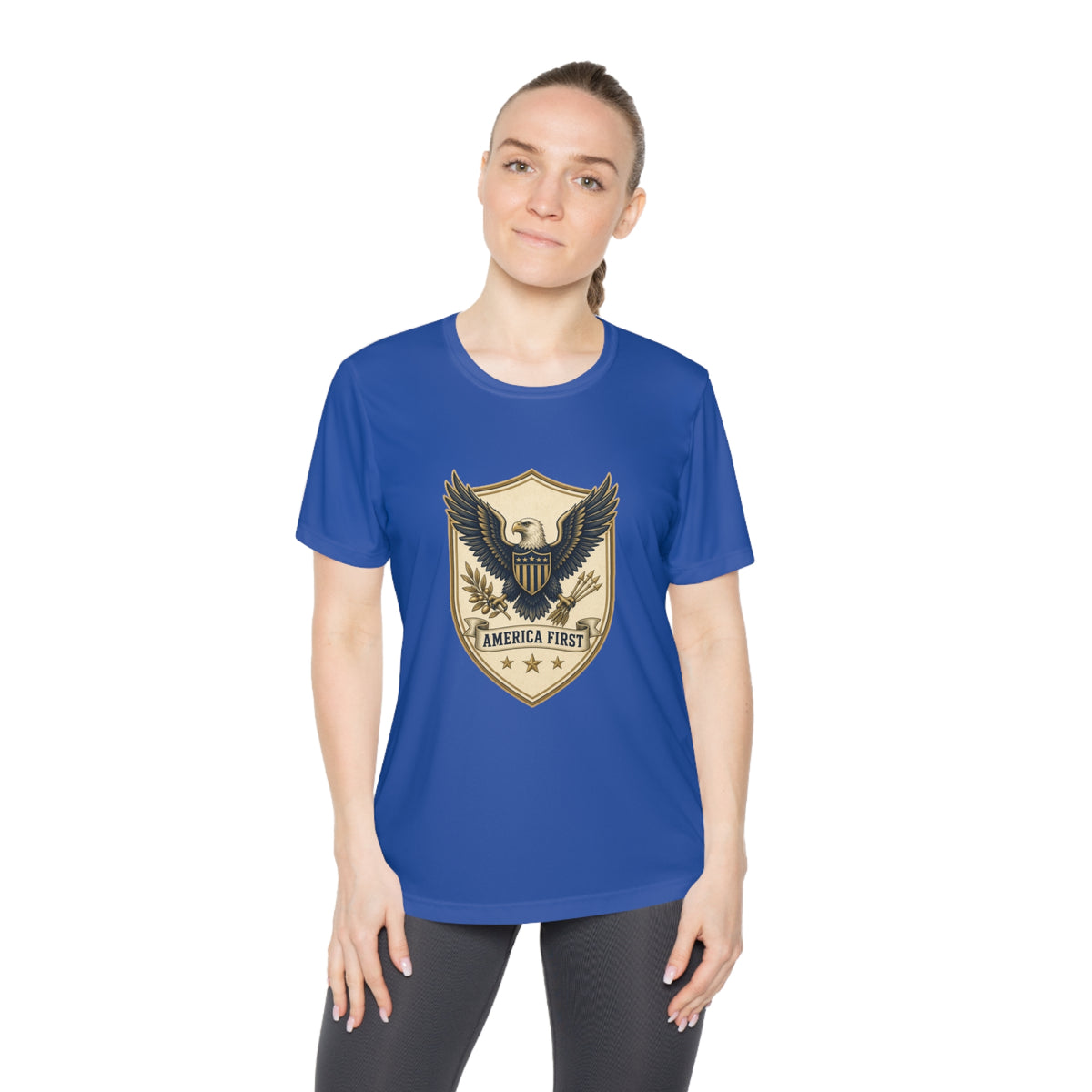 America First Badge Women's Dry-Fit Performance Tee