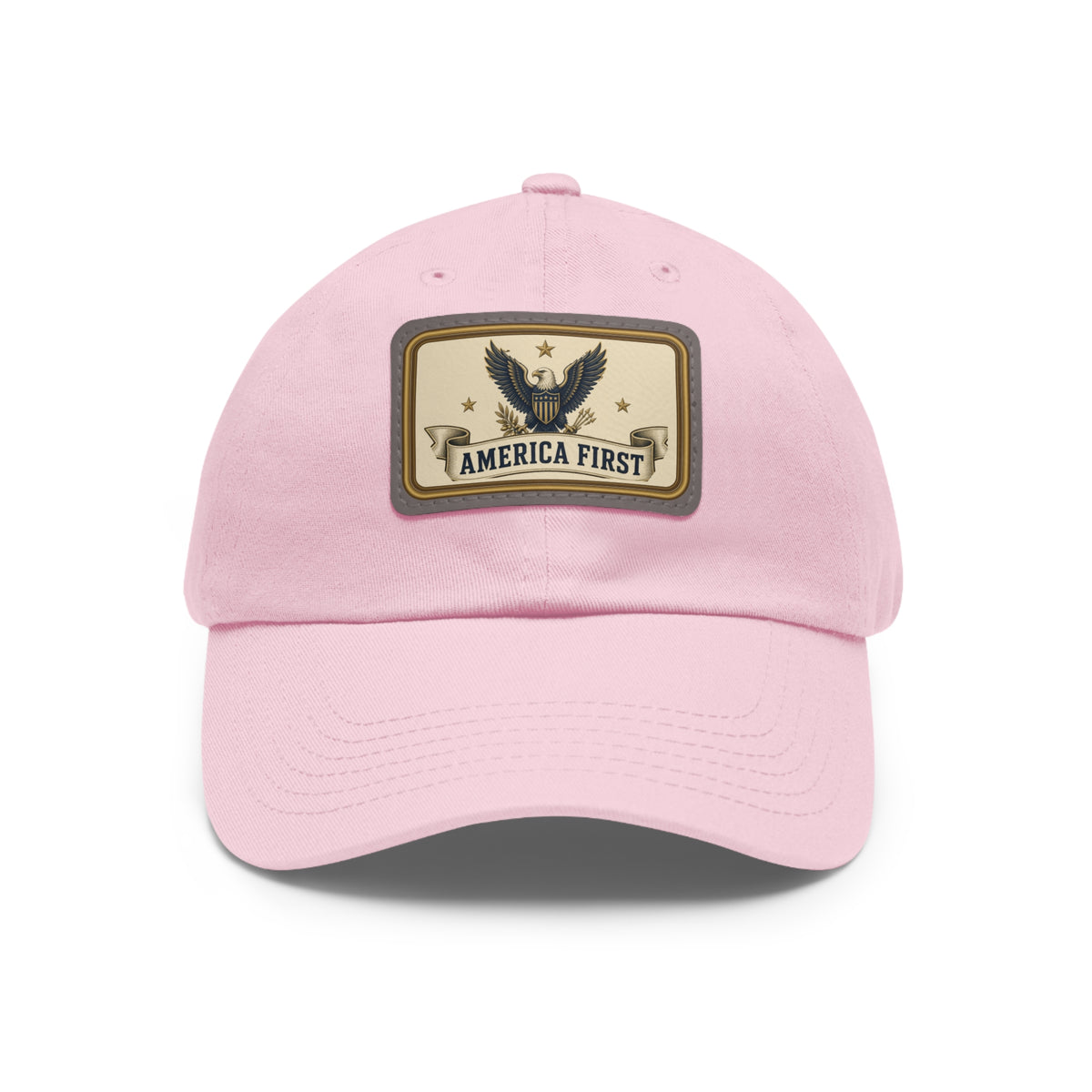 America First Badge Faux Leather Patch Dad Hat