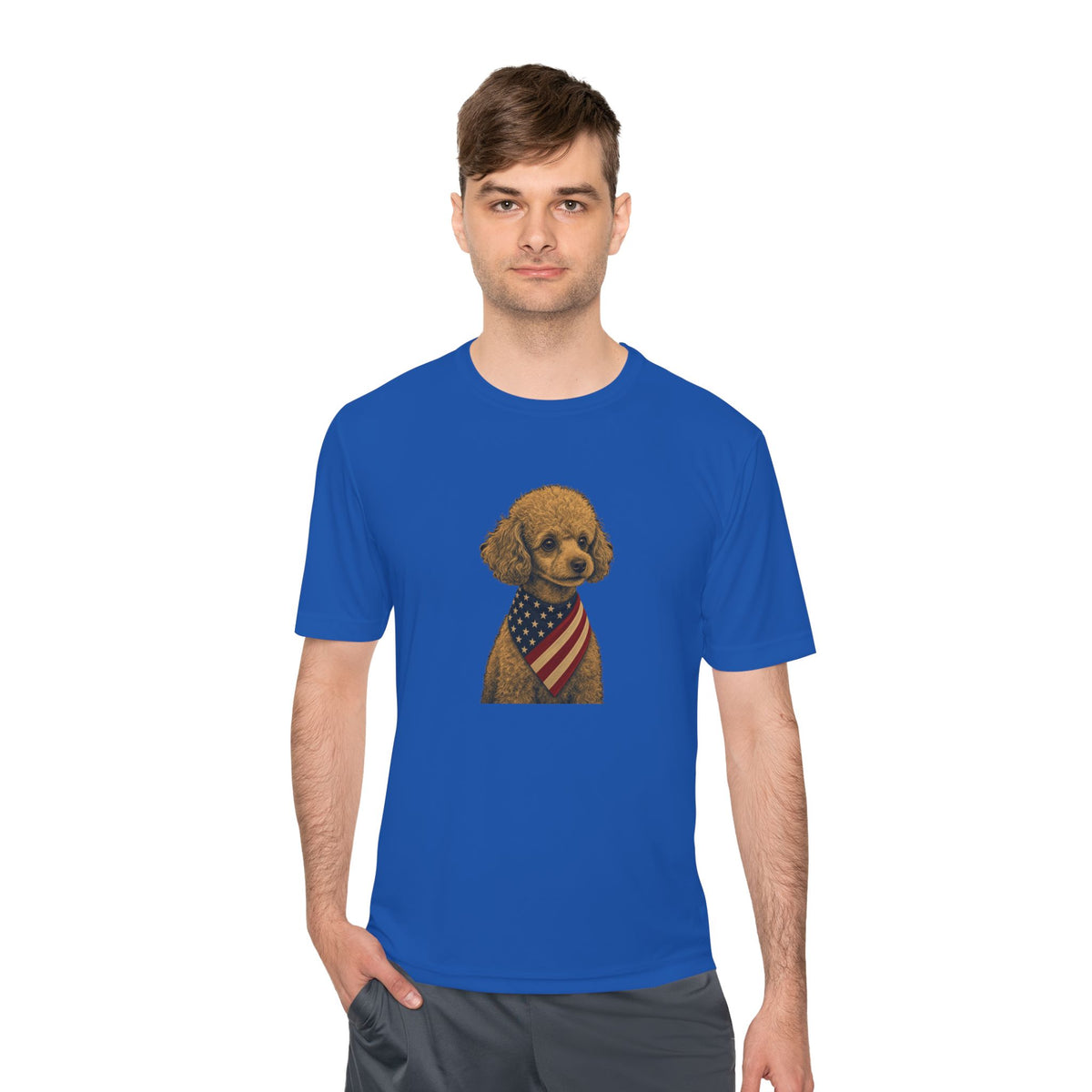 Patriotic Toy Poodle American Flag Bandana Men's Dry-Fit Performance Tee