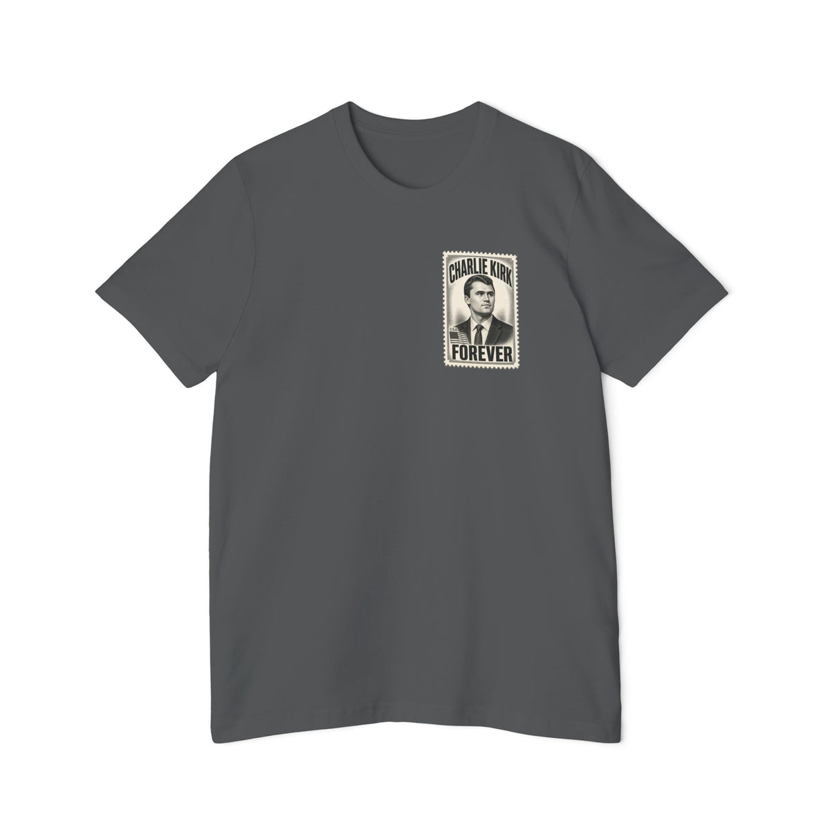 Charlie Kirk Prove Me Wrong Lightweight Tee in Asphalt – flat front