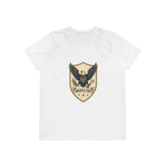 America First Badge Women's Dry-Fit Performance Tee