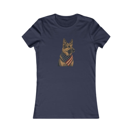 Patriotic German Shepherd American Flag Bandana Women's Slim Fit Tee
