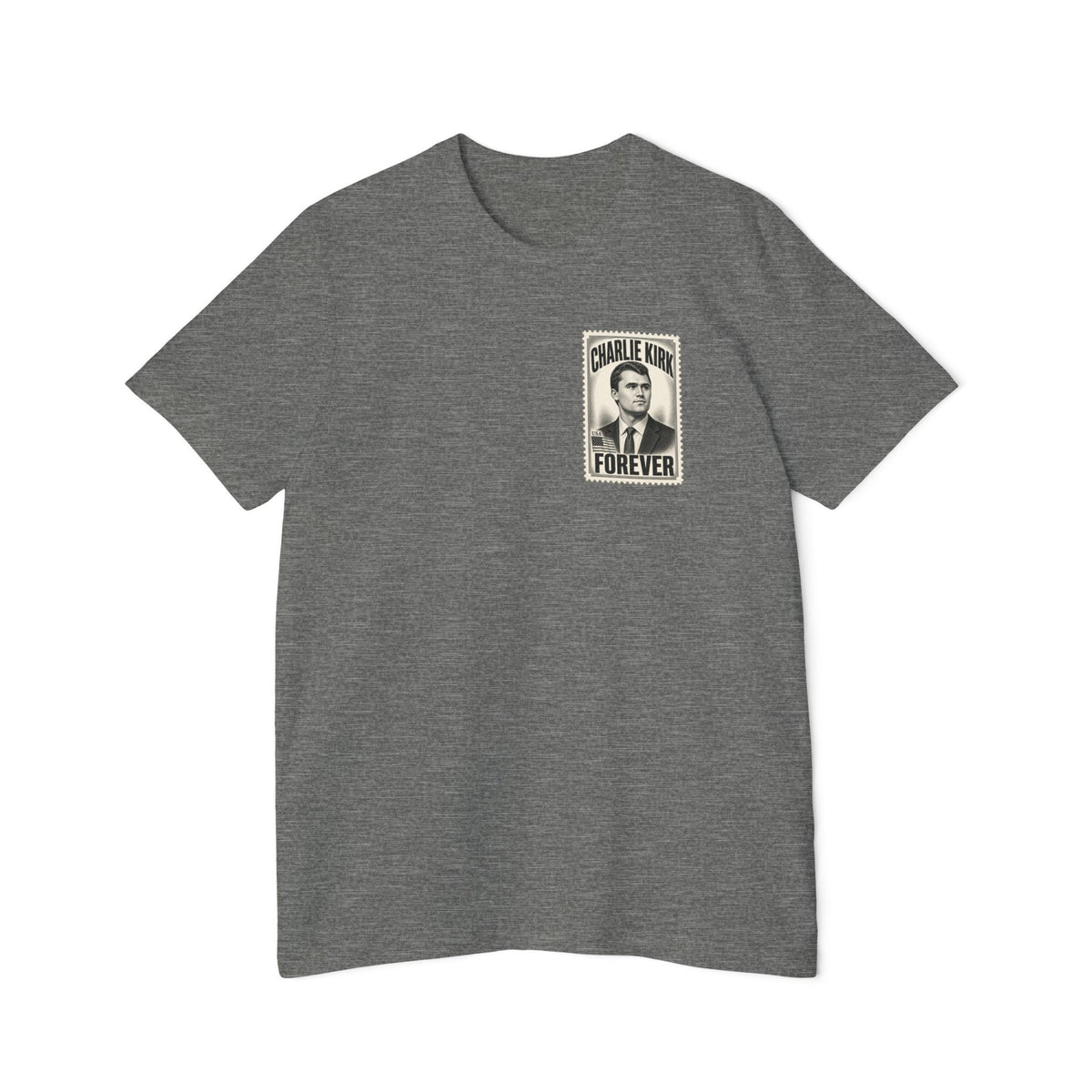 Charlie Kirk Prove Me Wrong Lightweight Tee in Deep Heather – flat front