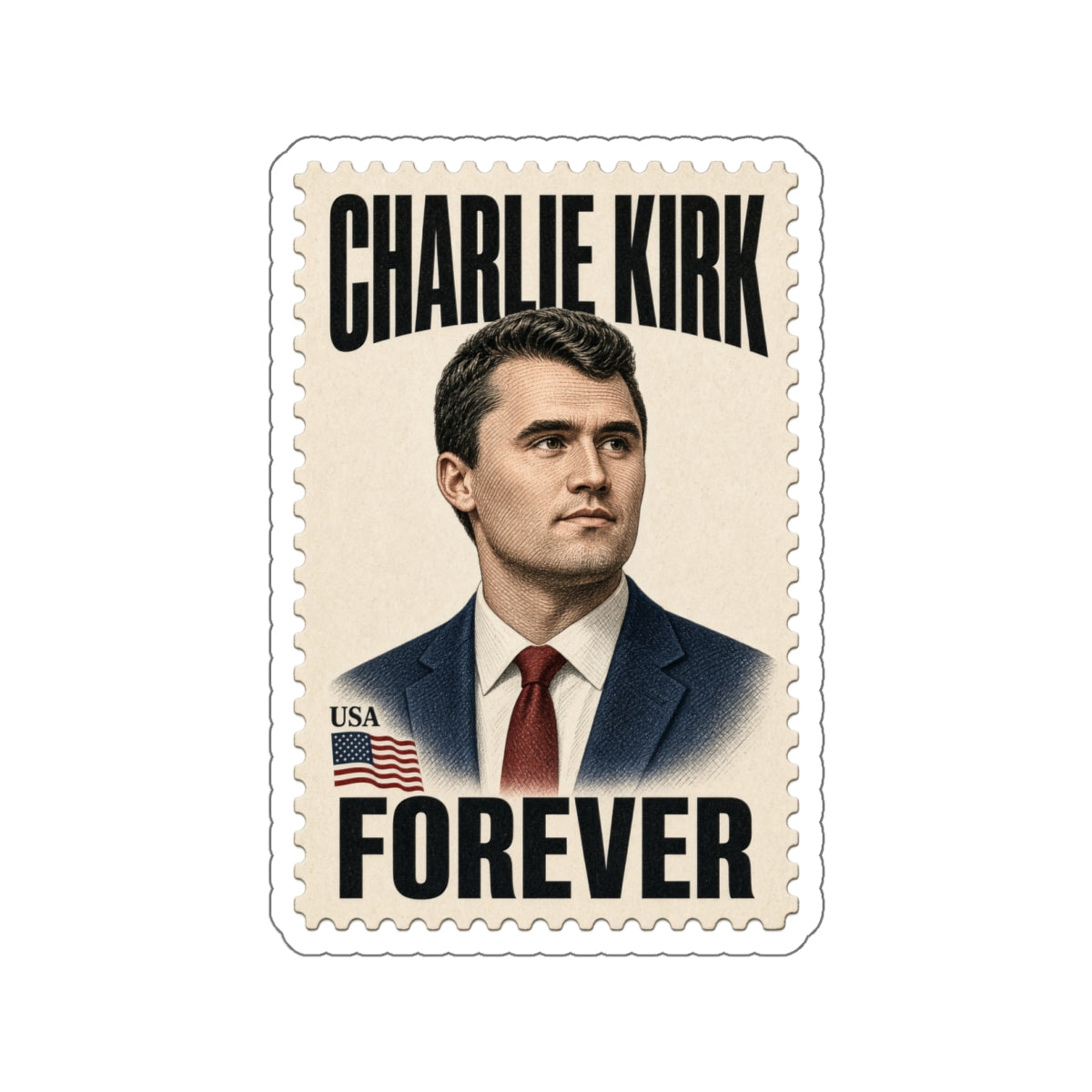 Charlie Kirk Forever Stamp Die-Cut Sticker