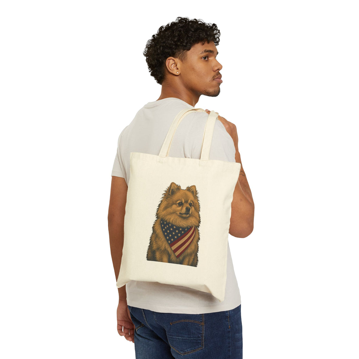 Pomeranian Patriotic Pup Canvas Tote Bag