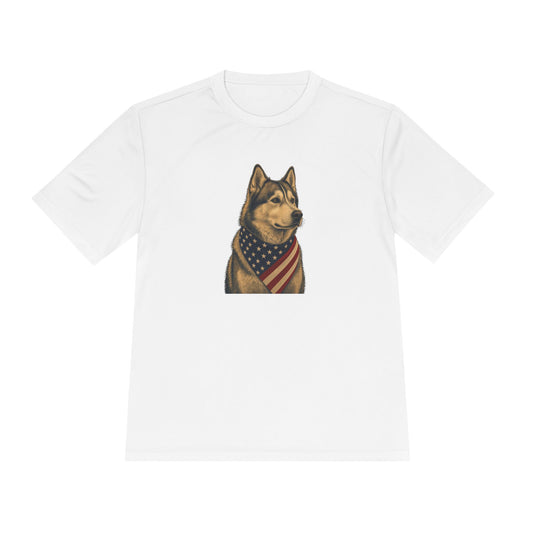 Patriotic Husky American Flag Bandana Men's Dry-Fit Performance Tee