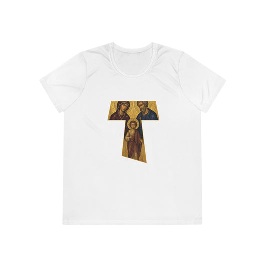 Holy Family Tau Cross – I AM Back Women's Dry-Fit Performance Tee