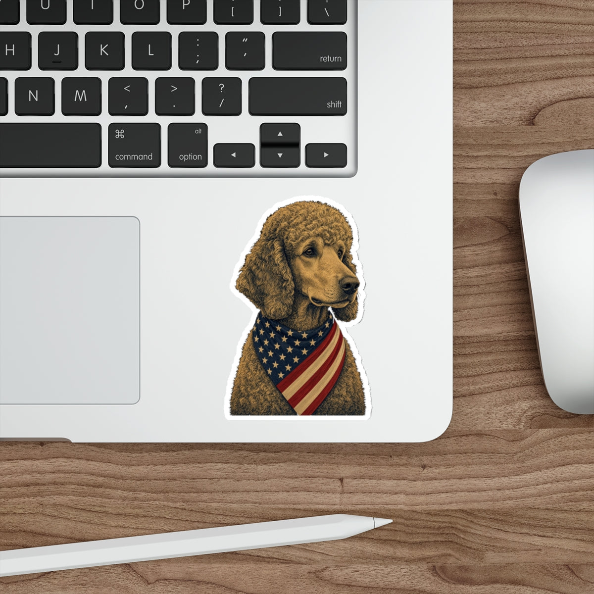 Patriotic Poodle American Flag Bandana Die-Cut Sticker